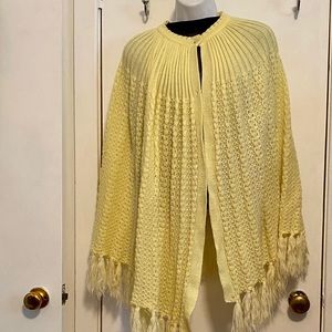 Vintage Pale Yellow Crochet Shawl